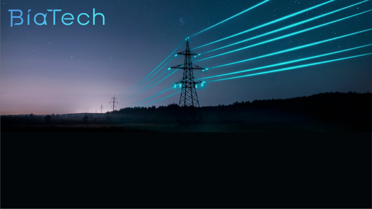 Power lines stretching across ombre background